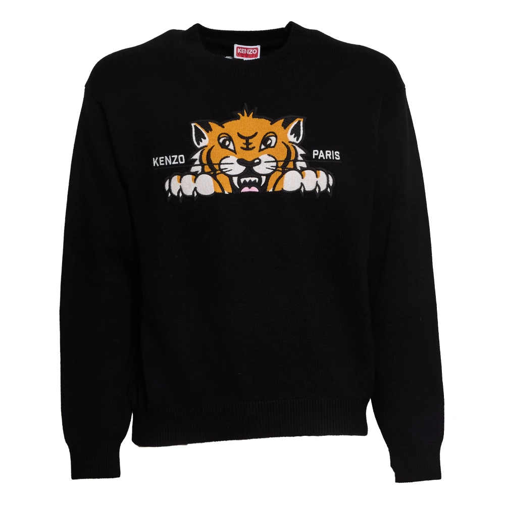 Kenzo Men's Black Happy Tiger Jumper