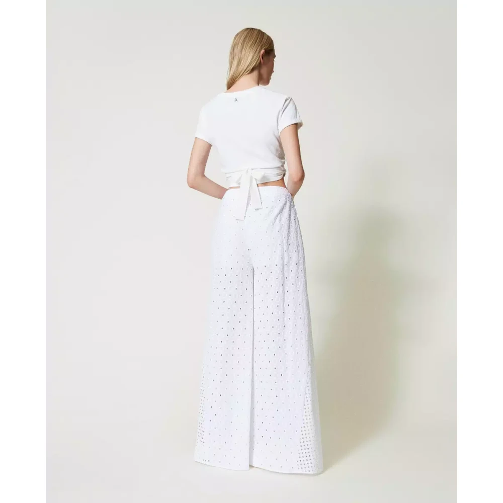 Twinset Palazzo Katoenen Broek met Rits White Dames