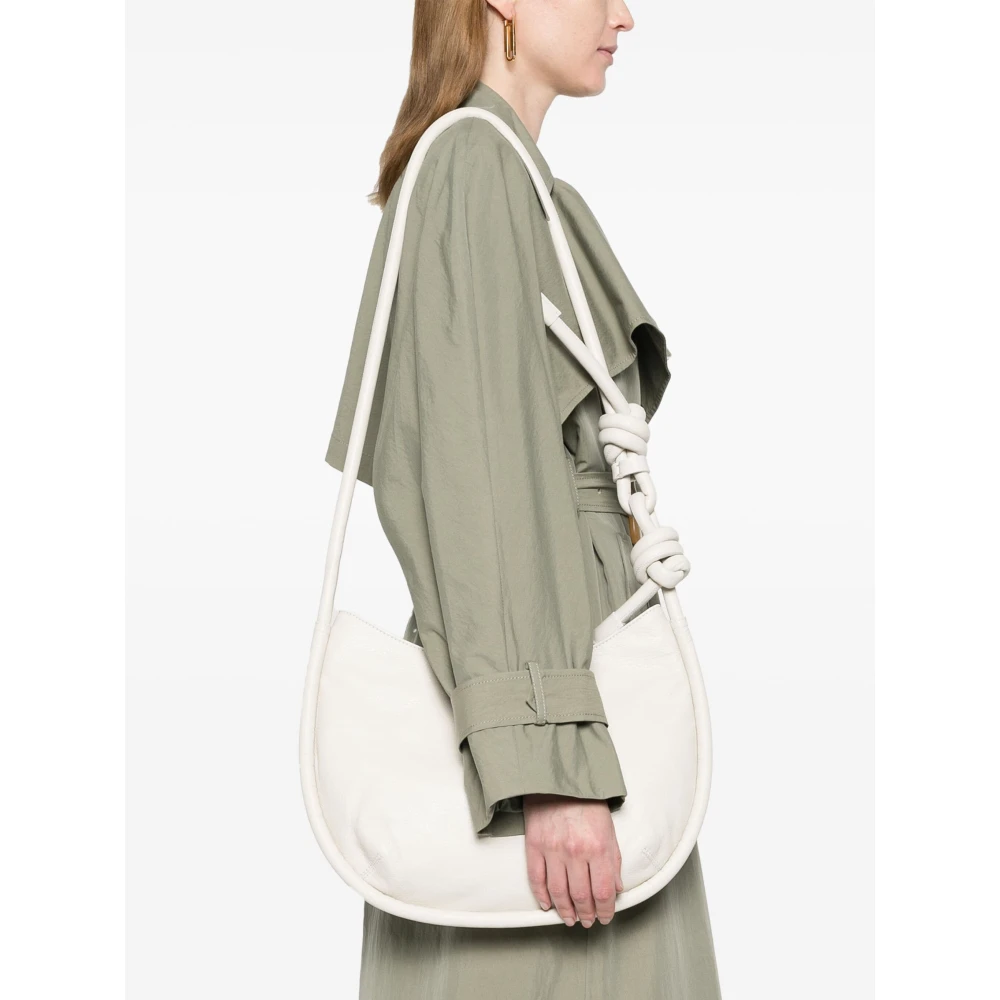 Zanellato Demi Piuma Knot Leren Schoudertas Beige Dames