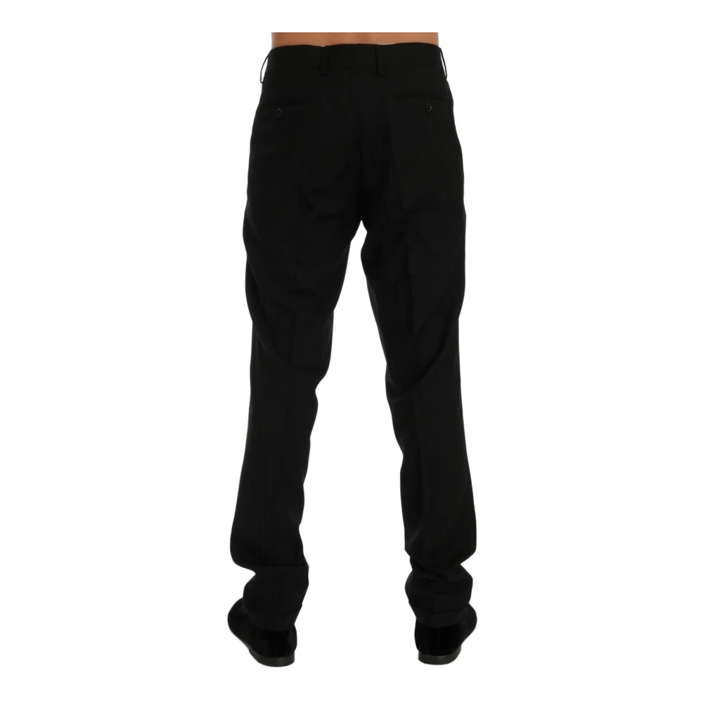 Dolce & Gabbana Zwarte Gestreepte Wollen Pantalons Black Heren