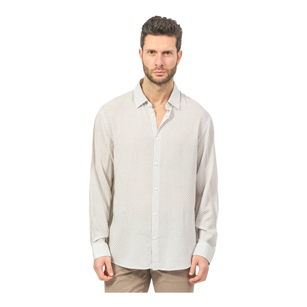 Armani Exchange Witte All-Over Katoenen Overhemd White Heren