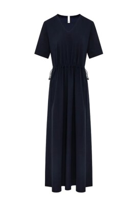 ruched-short-sleeve-v-neck-dress