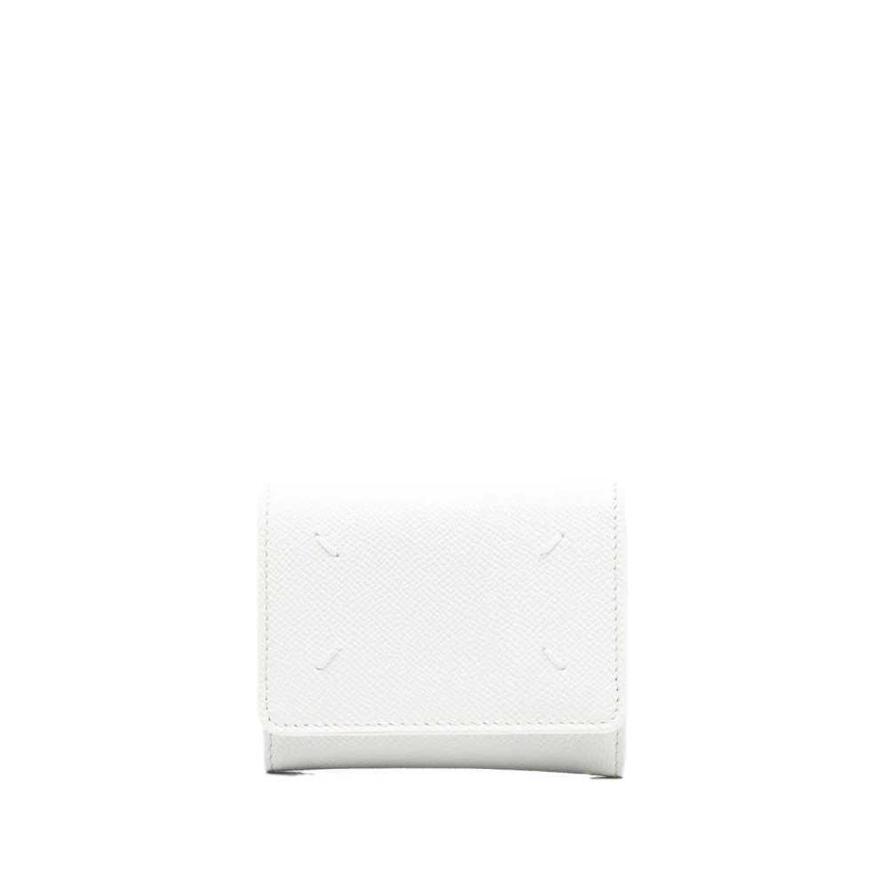 Hvit Tri-Fold Lommebok i Skinn