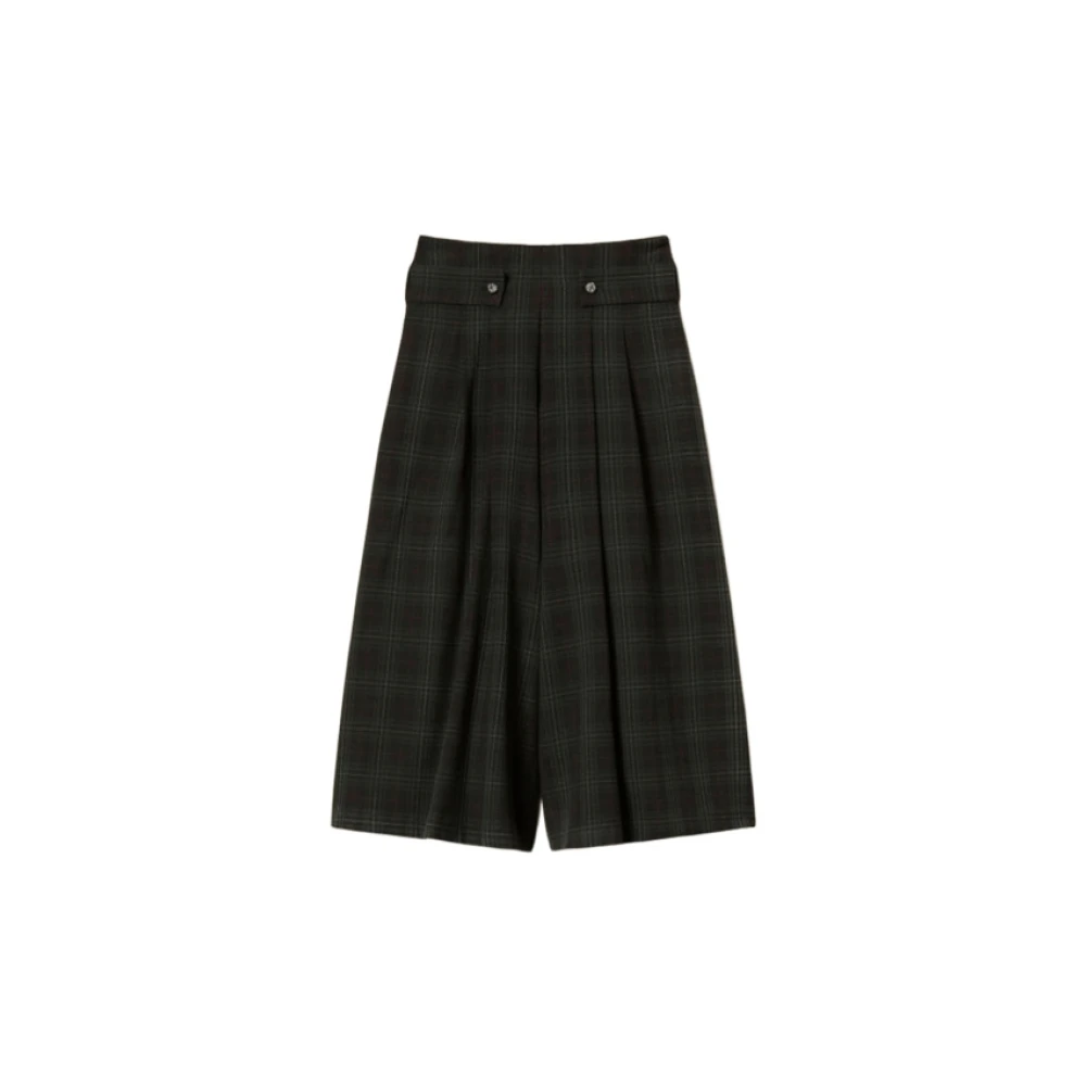 Twinset Women's Black Cropped Trousers, S, Actitude Daily Tartan Trousers