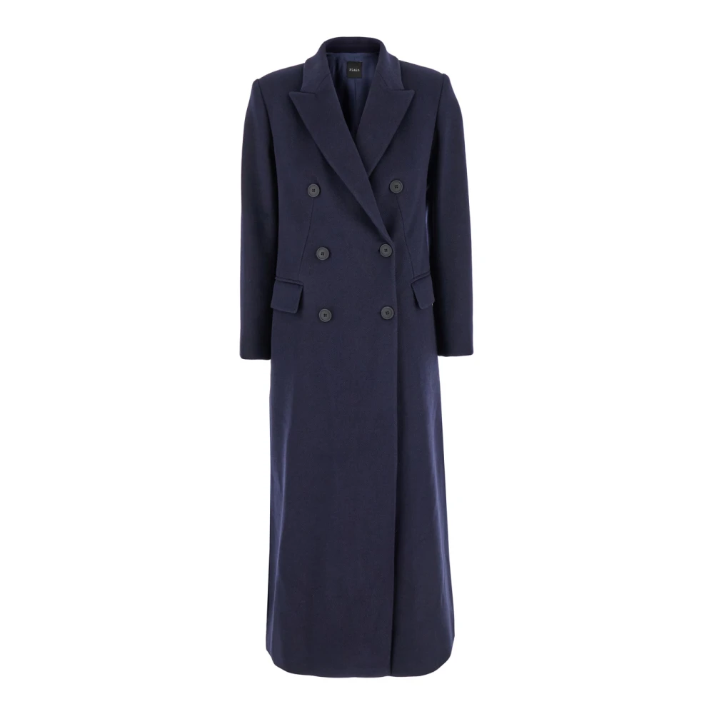 Plain Units Dubbelrijige lange jas Blue Dames