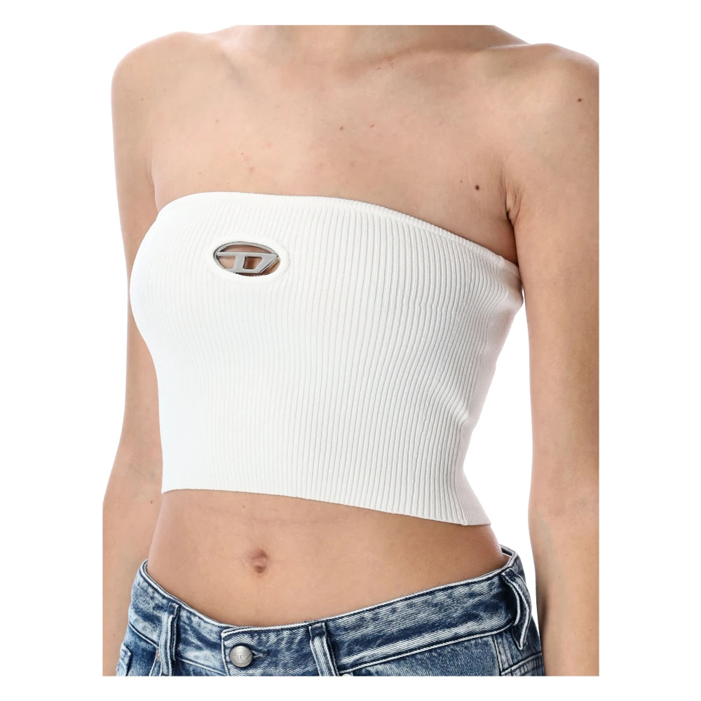 Diesel Witte Tube Top met Logo Plaque White Dames