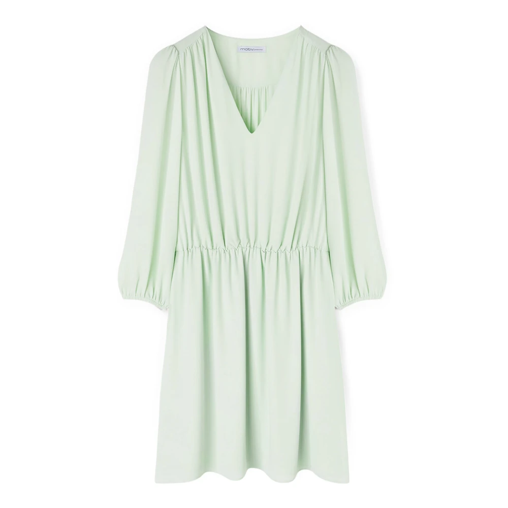 Motivi Korte Georgette Jurk met Ruches Green Dames