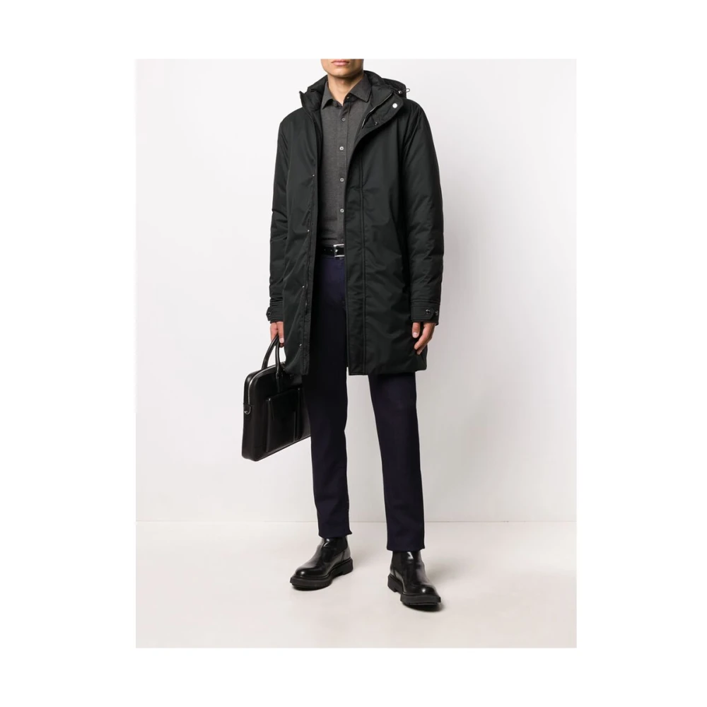 Moorer Zwarte Gewatteerde Donsjas Hooded Stijl Black Heren