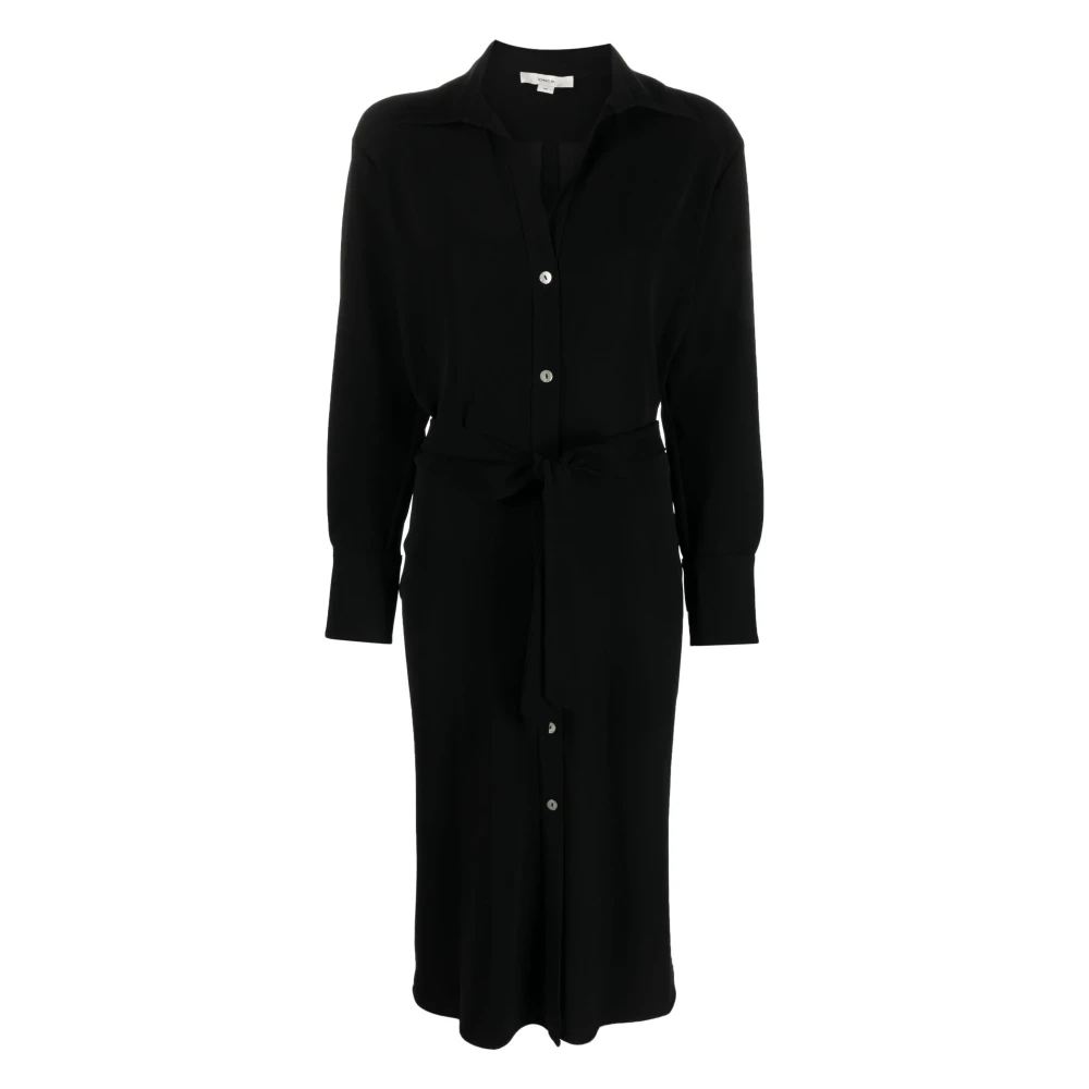 Vince Elegante Zwarte Midi Jurk Black Dames