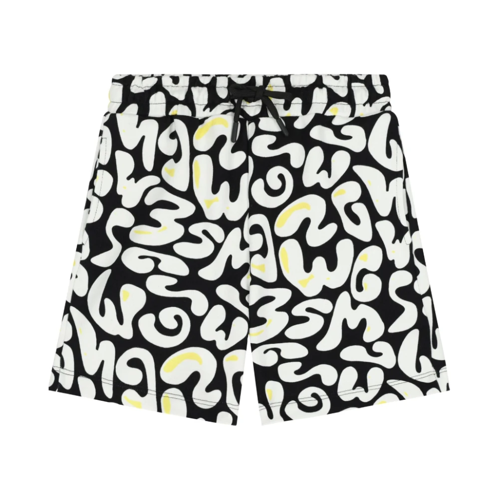 Msgm Black Shorts, Male, 12 Y, Logo Shorts