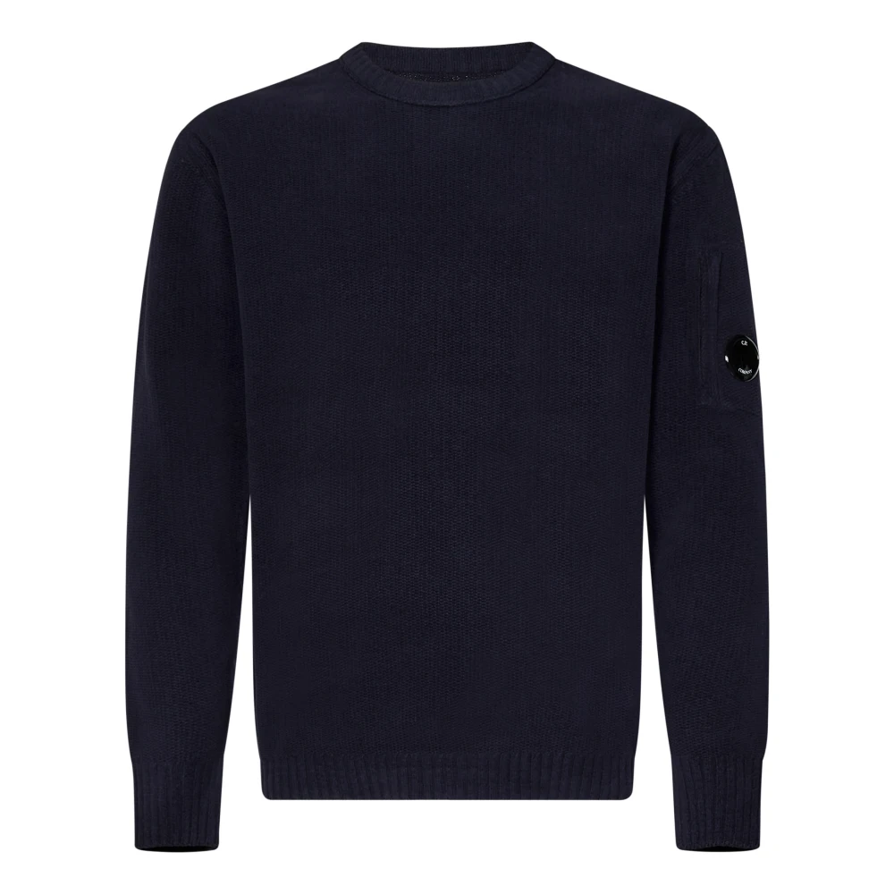 C.P. Company Blauwe Gebreide Trui met Ciniglia Textuur Blue Heren