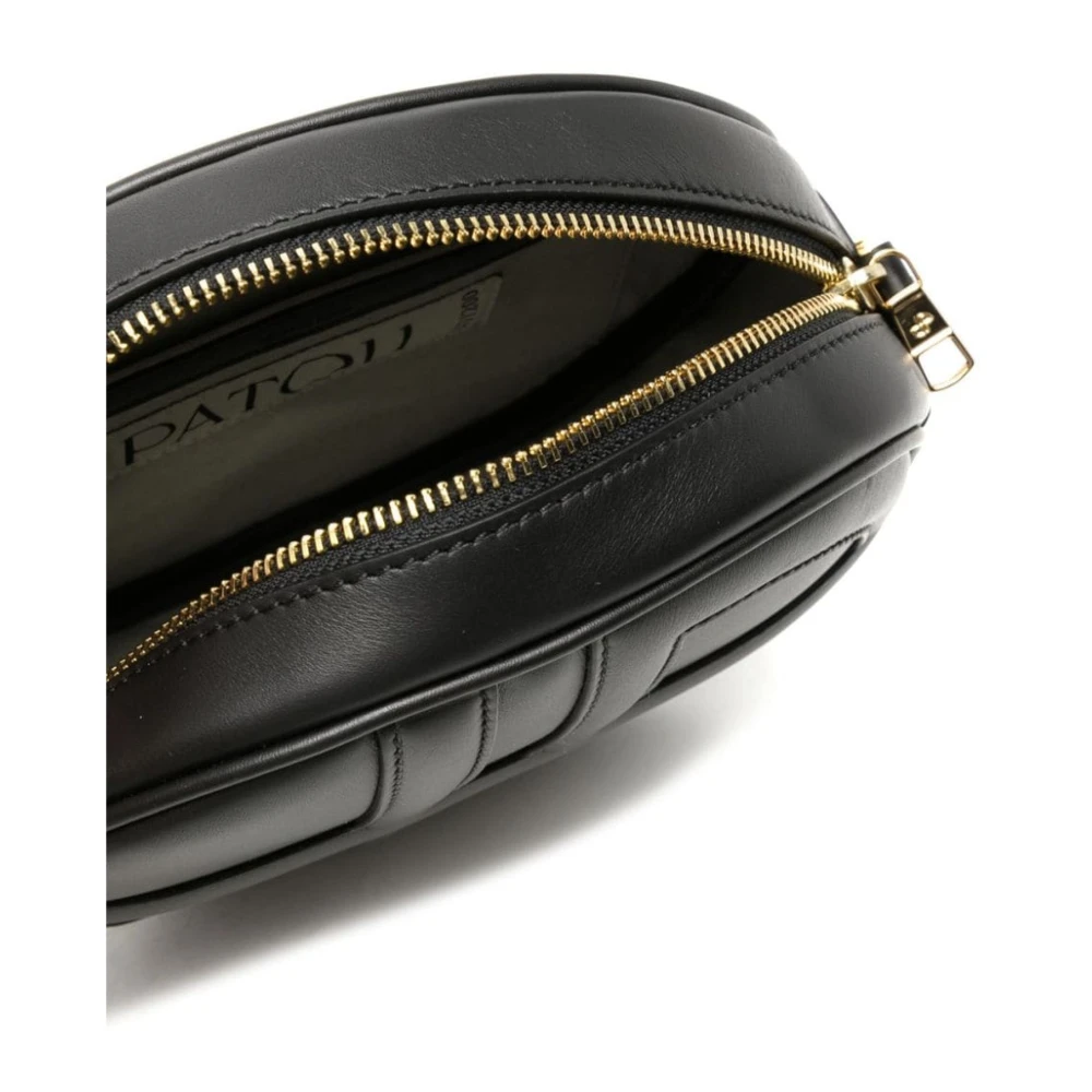 Patou Zwarte Leren Crossbody Tas met 3D Monogram Detailing Black Dames