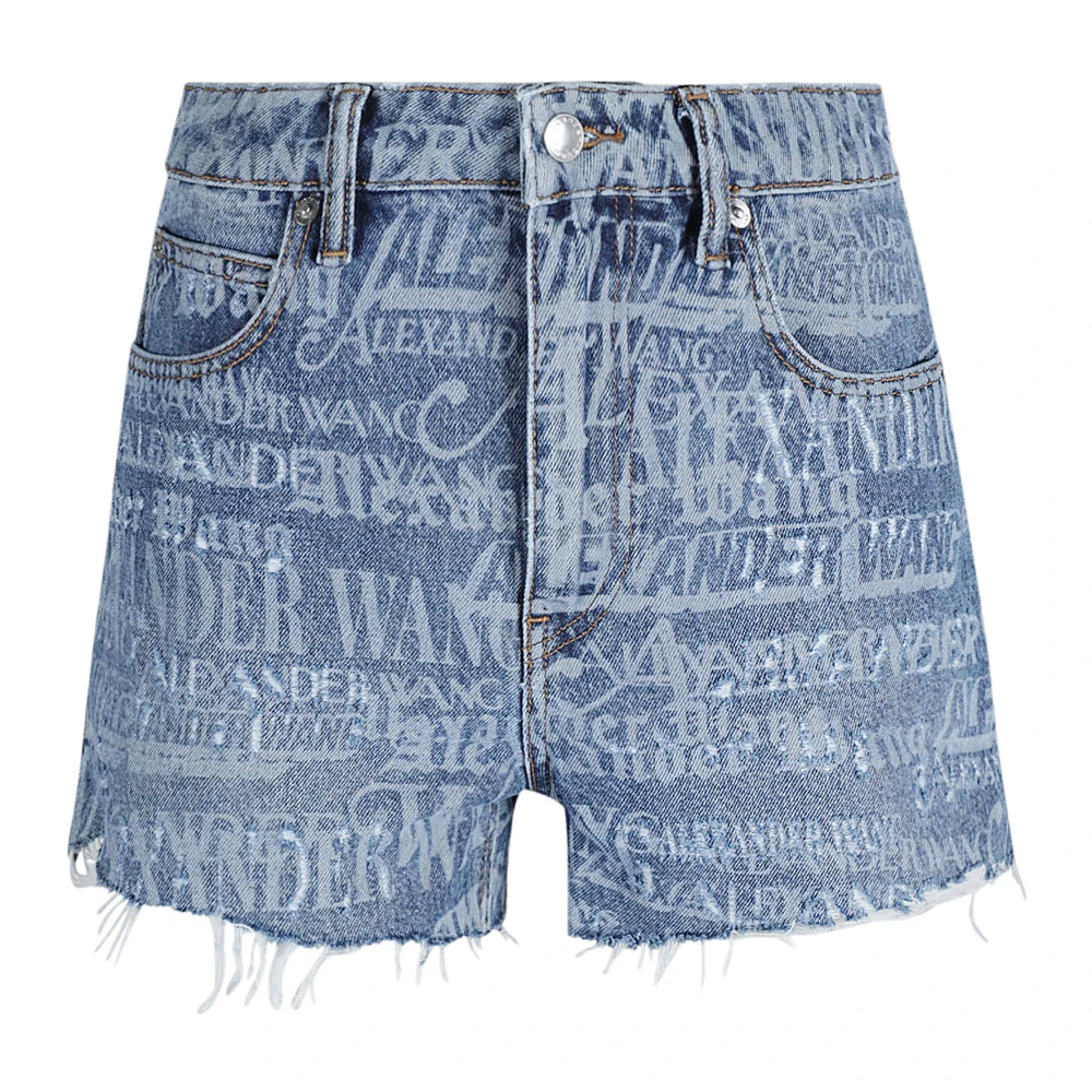 Alexander wang Vintage Denim Logo Print High Waisted Shorts Blue Dames