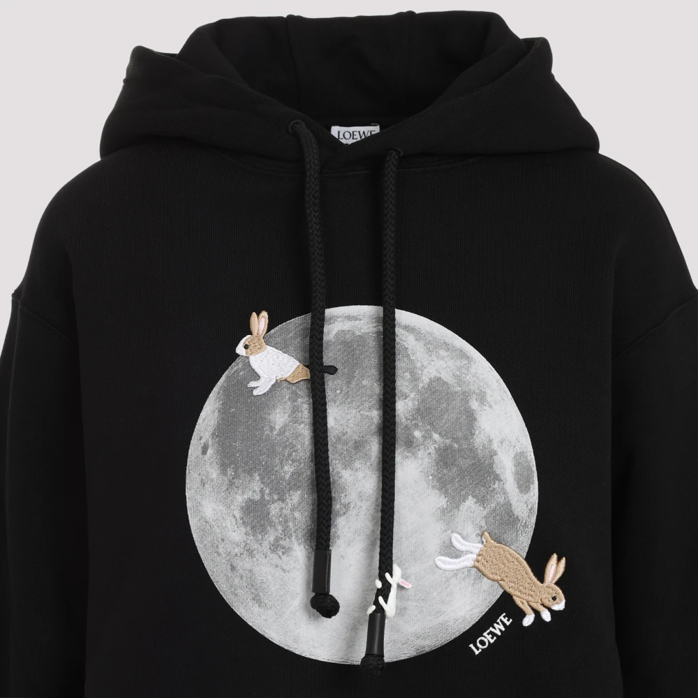 Loewe Zwarte Loose Fit Hoodie Black Dames