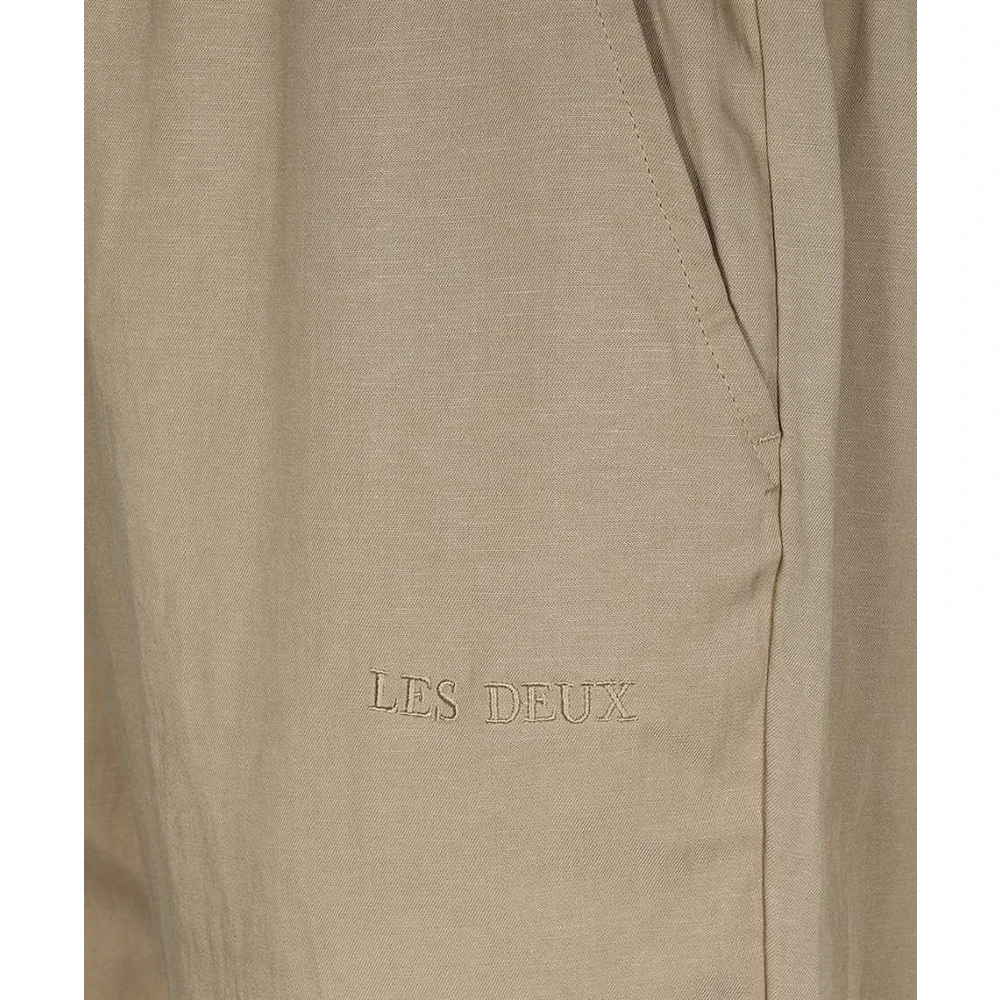 Les Deux Broek met elastische tailleband en trekkoord Beige Heren