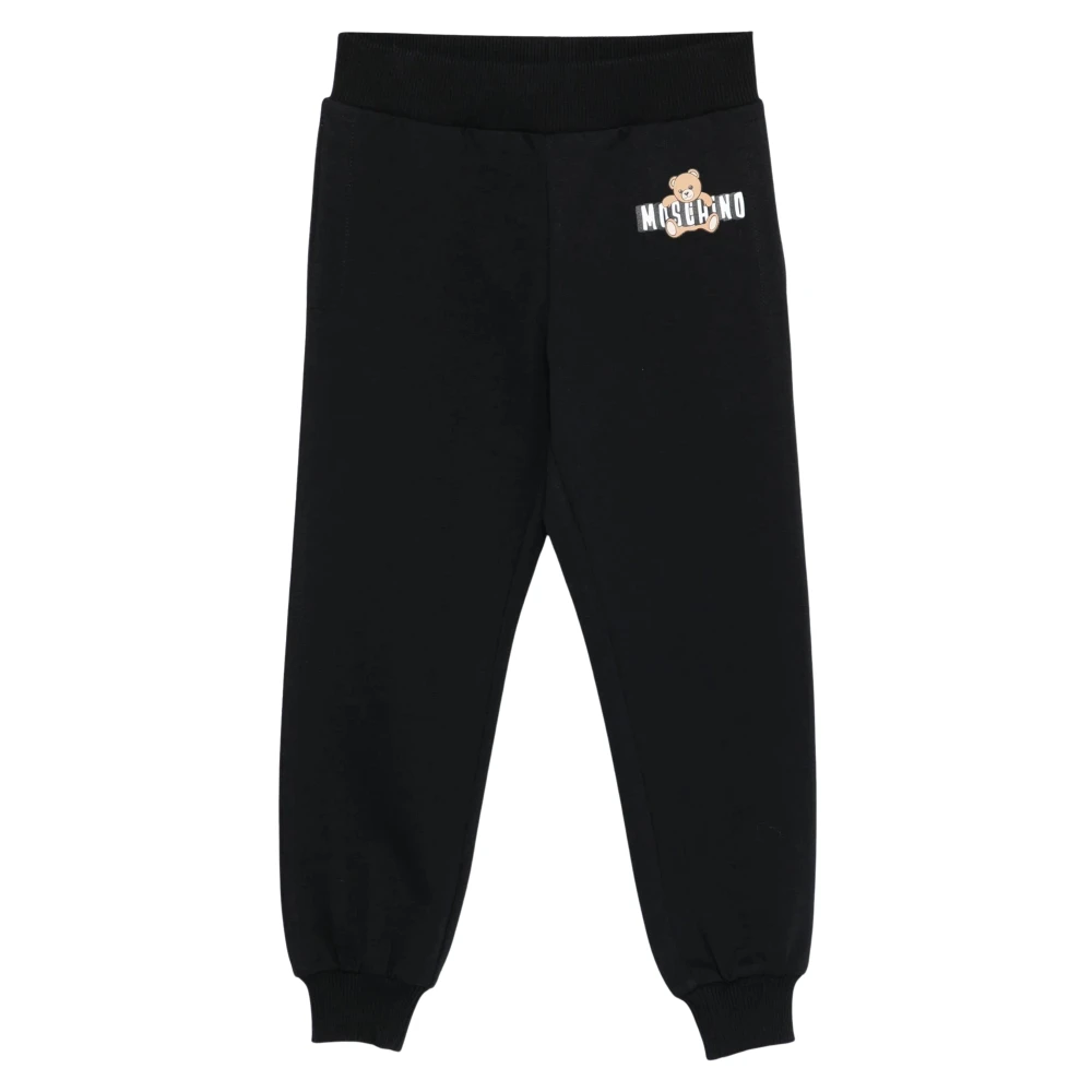Moschino Unisex Kids Black Sweatpants, 8 Y, Teddy Bear Logo Joggers