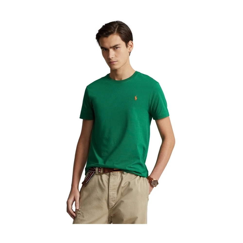 Ralph Lauren Custom Slim Fit Katoenen T-Shirt Green Heren