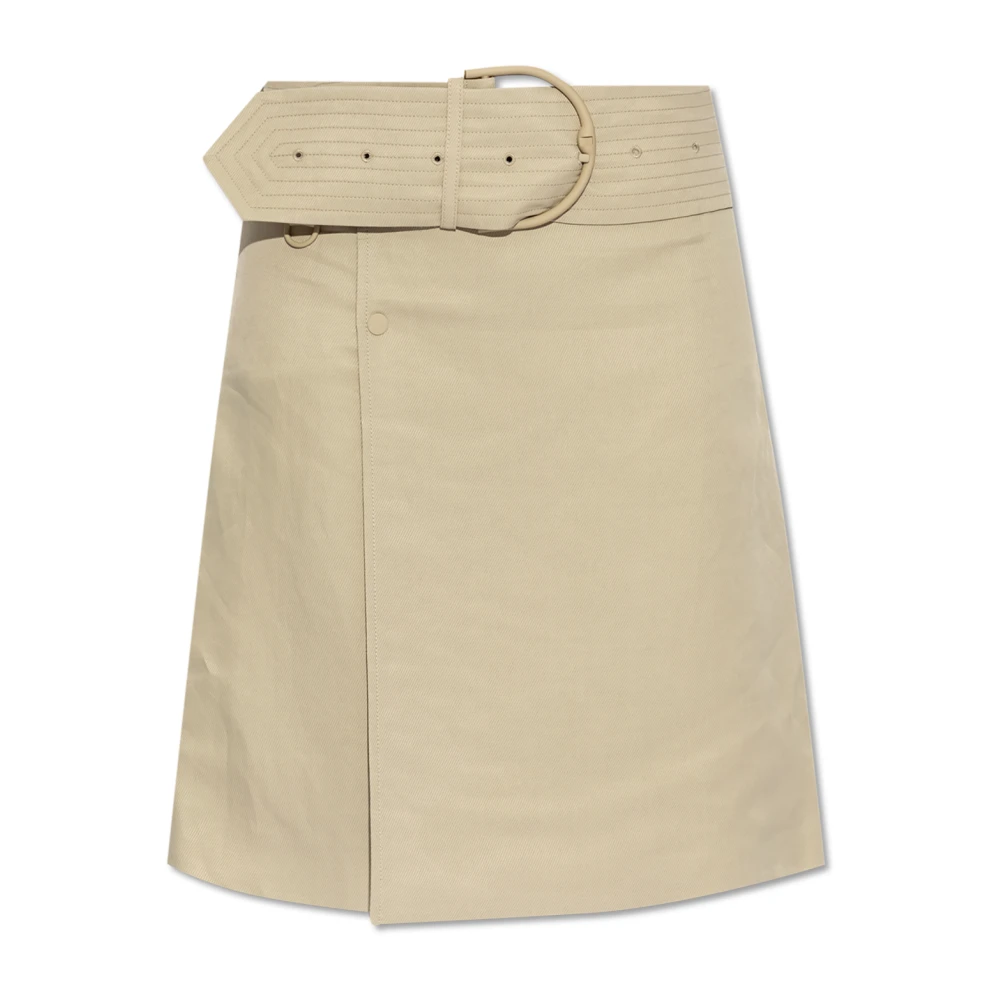 Burberry Women's Beige Short Skirts, 2XS, Belted-Waist Wrap Canvas Mini Skirt