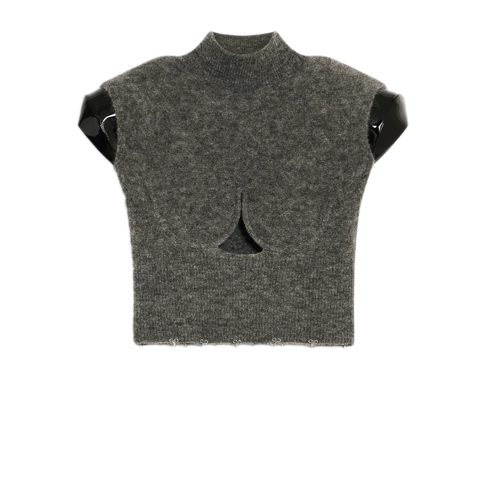 SPORTMAX Grijze High-neck Shirt met Keyhole Gray Dames
