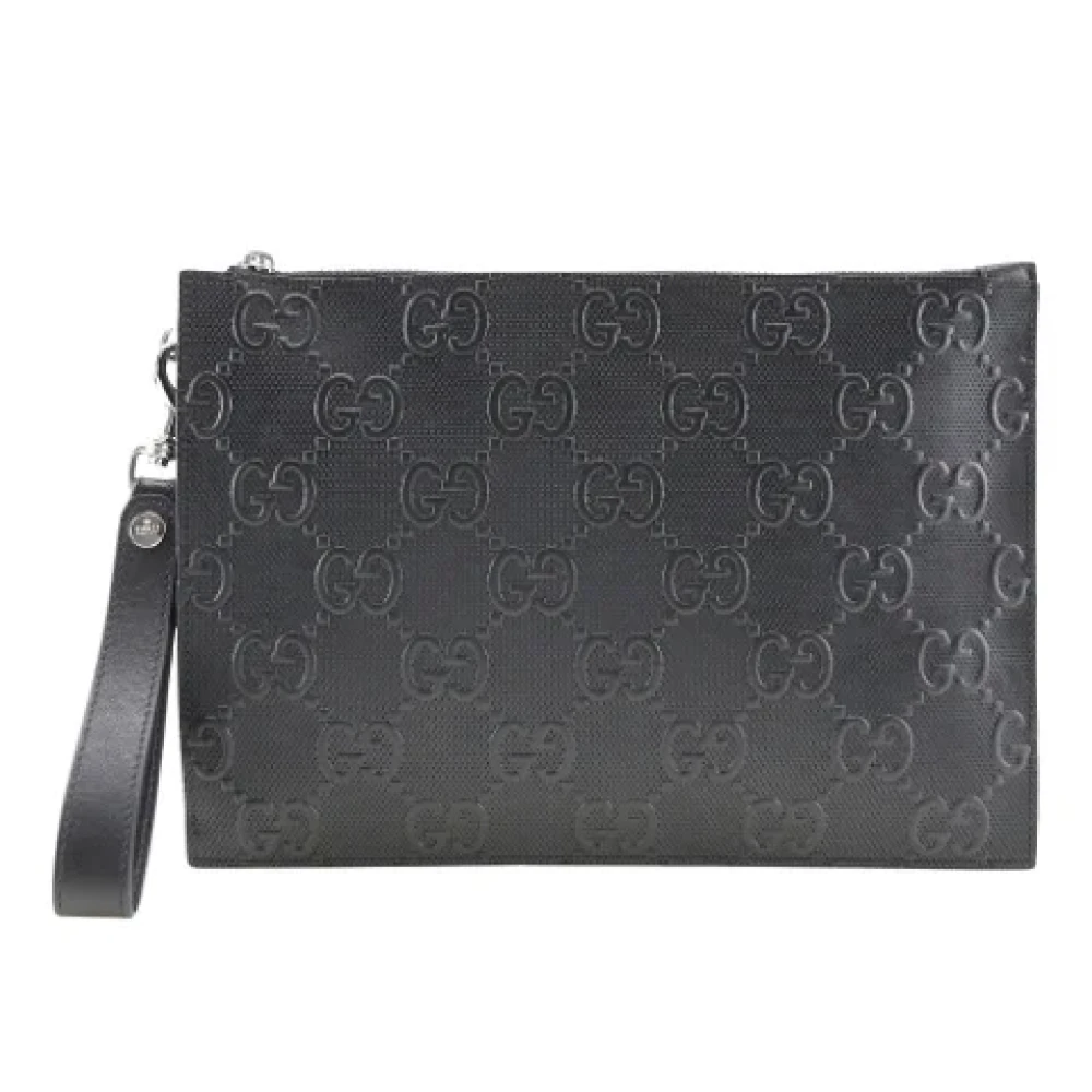 Gucci Vintage Pre-owned Leather clutches Black Heren