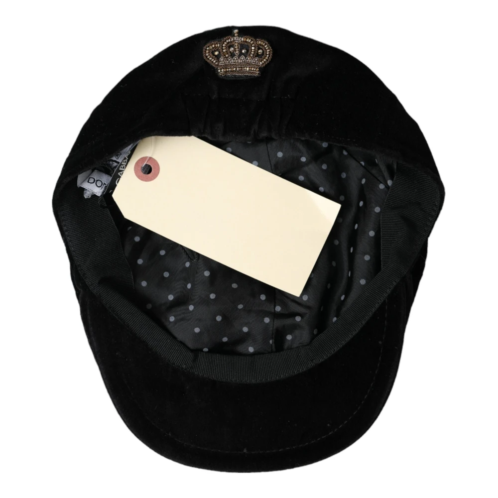 Dolce & Gabbana Zwarte Kroon Katoenen Newsboy Pet Black Heren