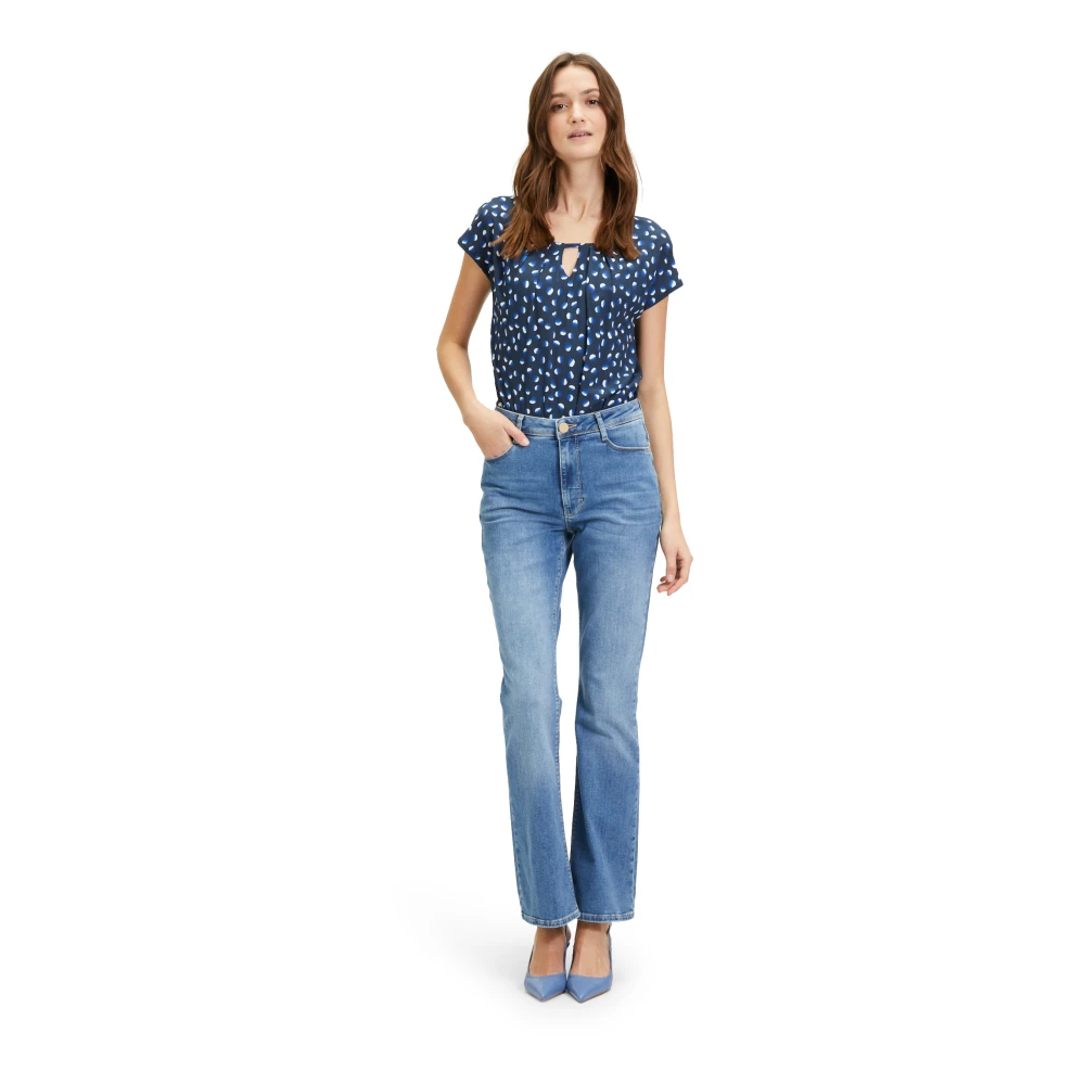 Betty & Co Polkadot Blouse Shirt Blue Dames