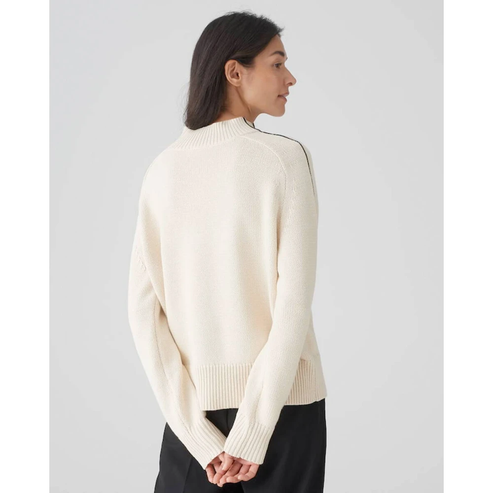 Opus Stijlvolle Pullover met Piping Detail Beige Dames
