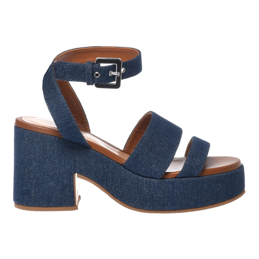 Baldinini Vrouw Blauw Schoenen Dames, 37 Eu, Leer, Sandalen Met Hoge Hak