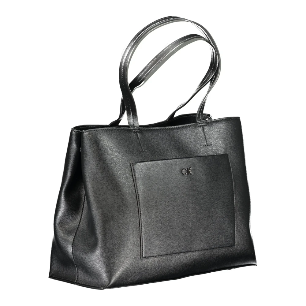 Calvin Klein Zwarte Schoudertas met Meerdere Compartimenten Black Dames