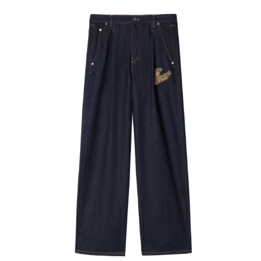 Off White Wide Trousers Blue Heren
