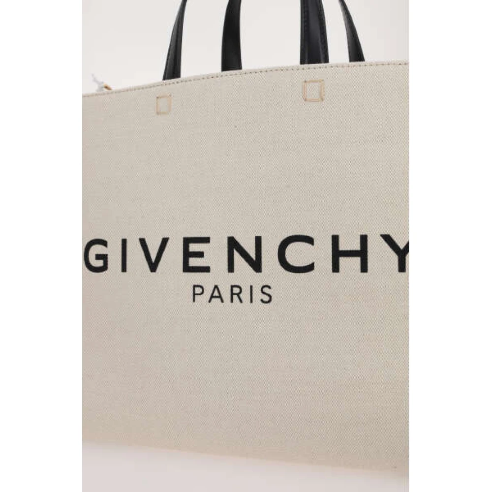 Givenchy Beige Canvas Tote Bag met Logo Print Beige Dames