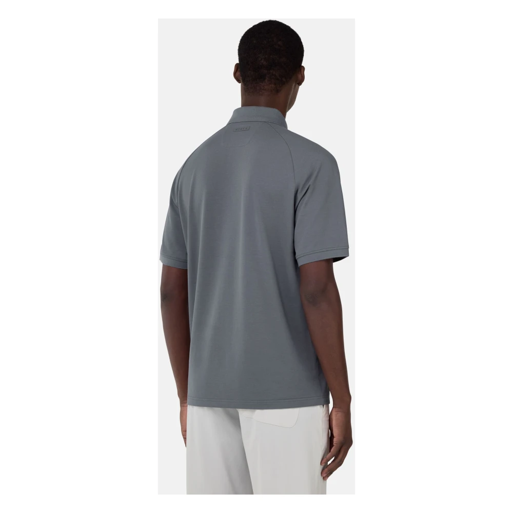 Boggi Milano B Tech Cool Jade-Fresh Piqué Polo Shirt Gray Heren