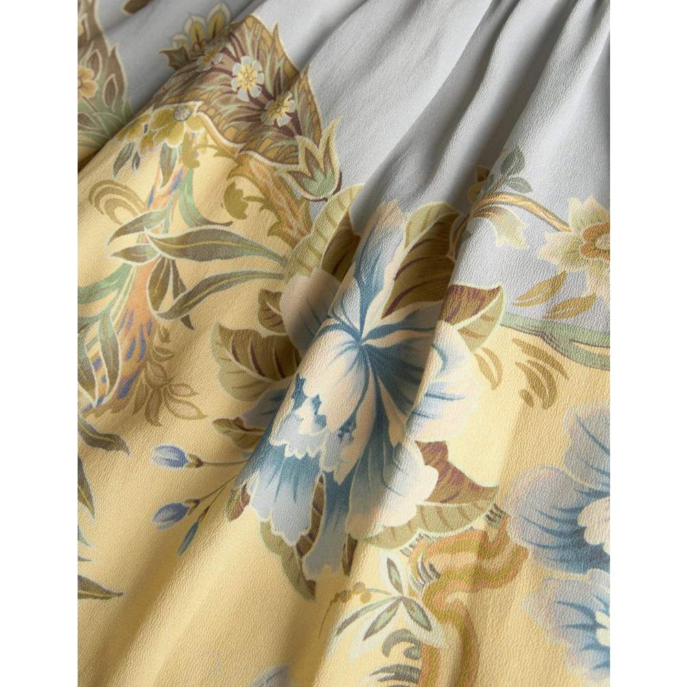 ETRO Gele Mouwloze Jurk Bloemen Kant Details Multicolor Dames