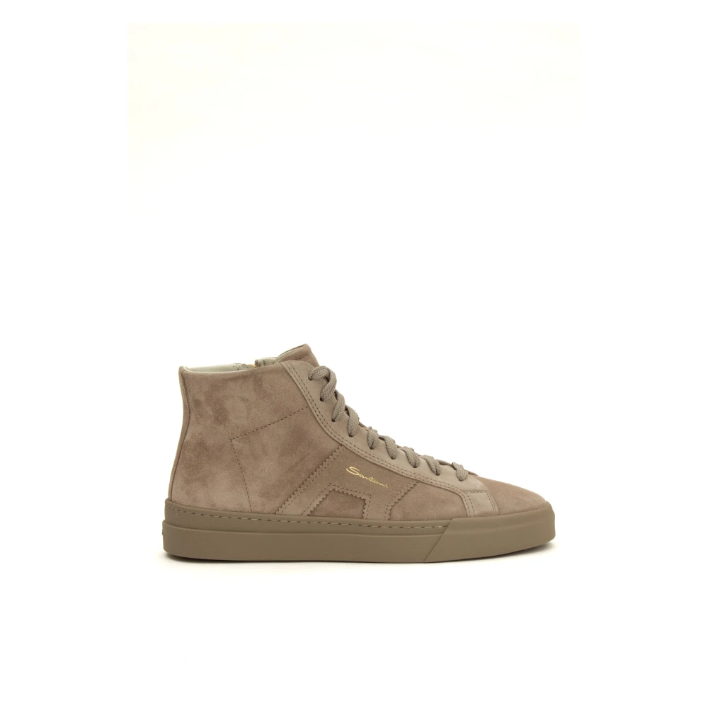 Santoni Double Buckle Sneaker in Greige Suède Heren Schoenen Beige