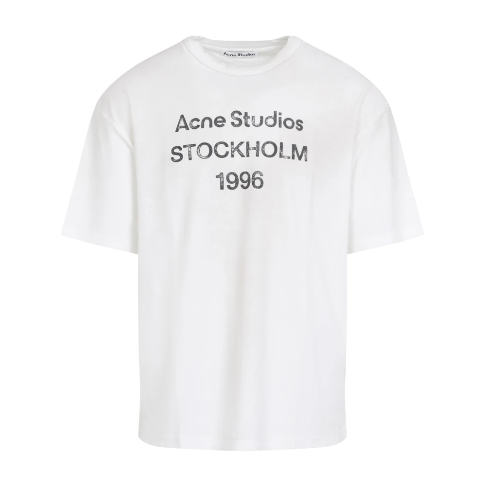 Acne Studios Logo T-shirt in Dusty White Heren