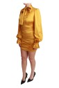 robe-mini-sheath-bodycon-en-soie-jaune-extensible