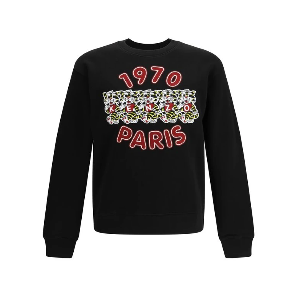 Kenzo Herr Svart Sweatshirts & Hoodies L, Bomull, Wild Tiger Bomulls Sweatshirt