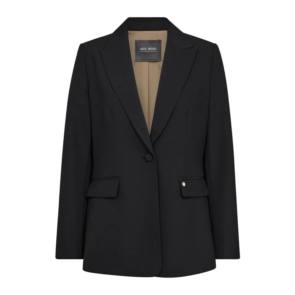 MOS MOSH Elegante Zwarte Blazer met V-Hals Black Dames