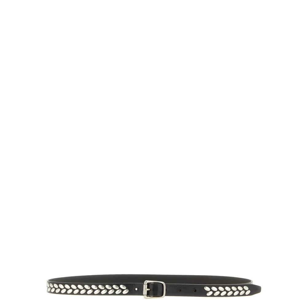 Lemaire Men's Black Belts, 95 Cm, Almond Stud Belt