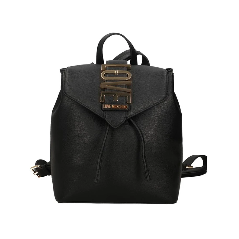 Moschino Zwarte Trendy Rugzak met Gouden Details Black Dames