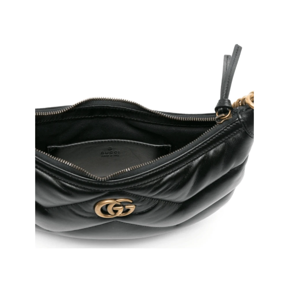 Gucci Zwarte leren schoudertas met quilten Black Dames