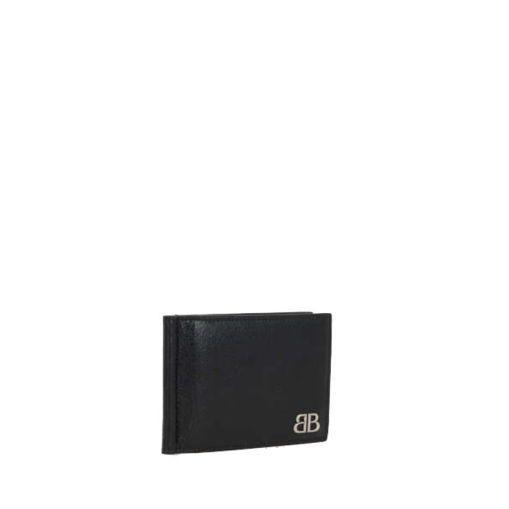 Balenciaga Zwarte Arena leren portemonnee met geldclip Black Heren