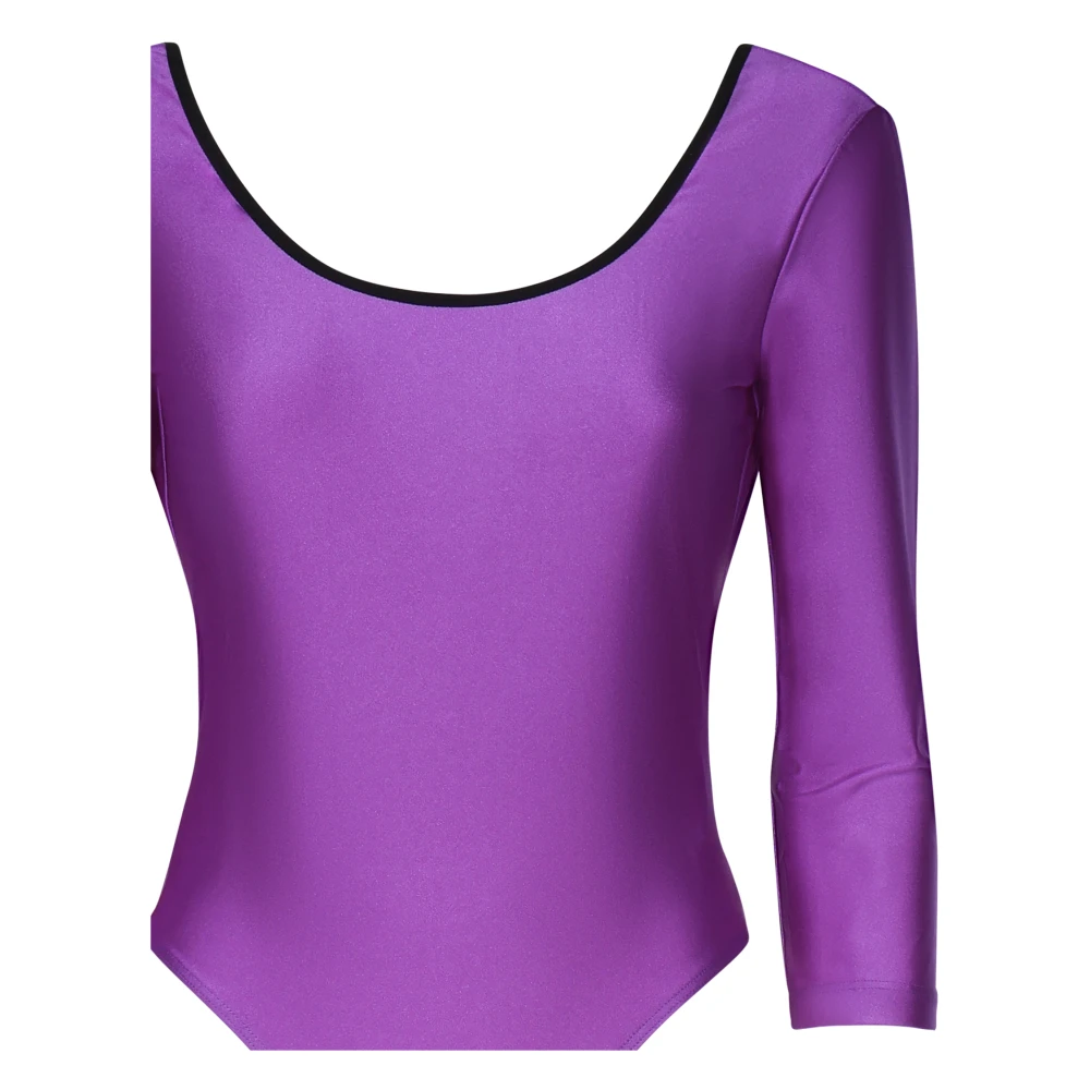 Just Cavalli Glanzende Stof Ronde Hals Top Purple Dames