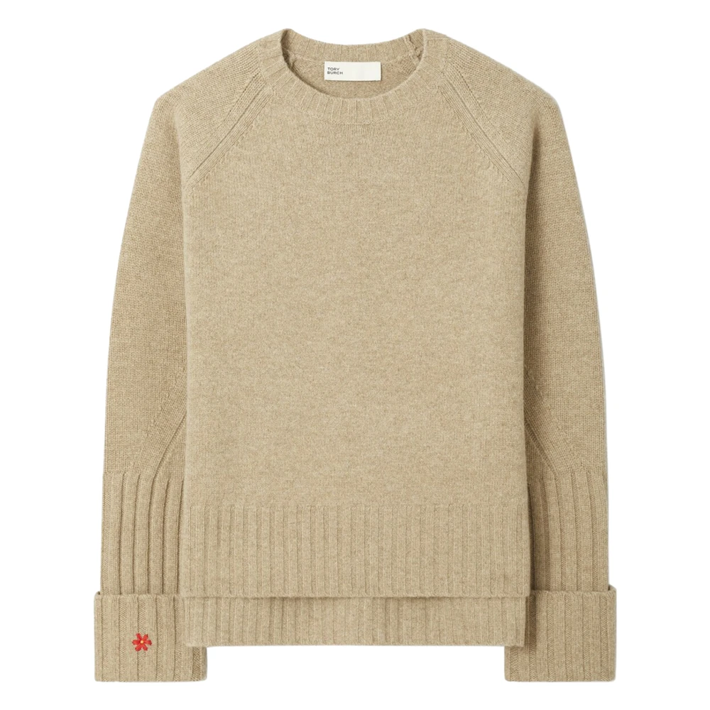 Tory Burch Women's Beige Merino Wool Turtleneck Sweater