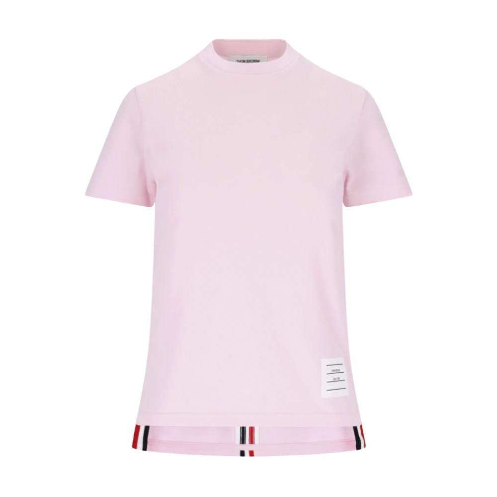 Thom Browne Retro Tricolor Katoenen T-shirt Pink Dames
