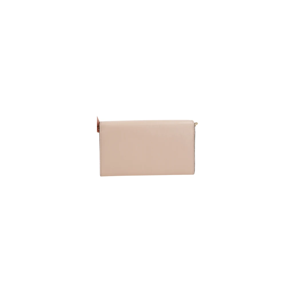 Chloé Roze leren kettingportemonnee met metalen logo Pink Dames