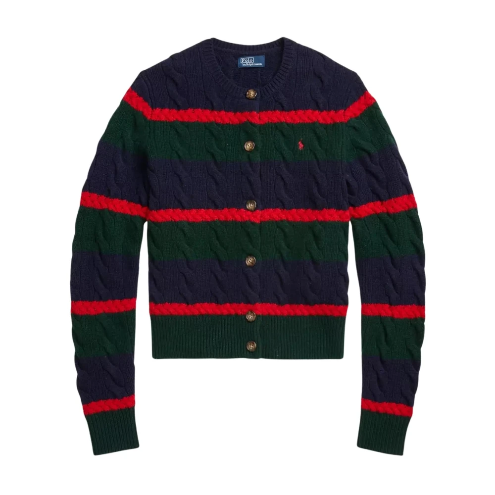 Ralph Lauren Randig Kabelstickad Kofta Multicolor, Dam