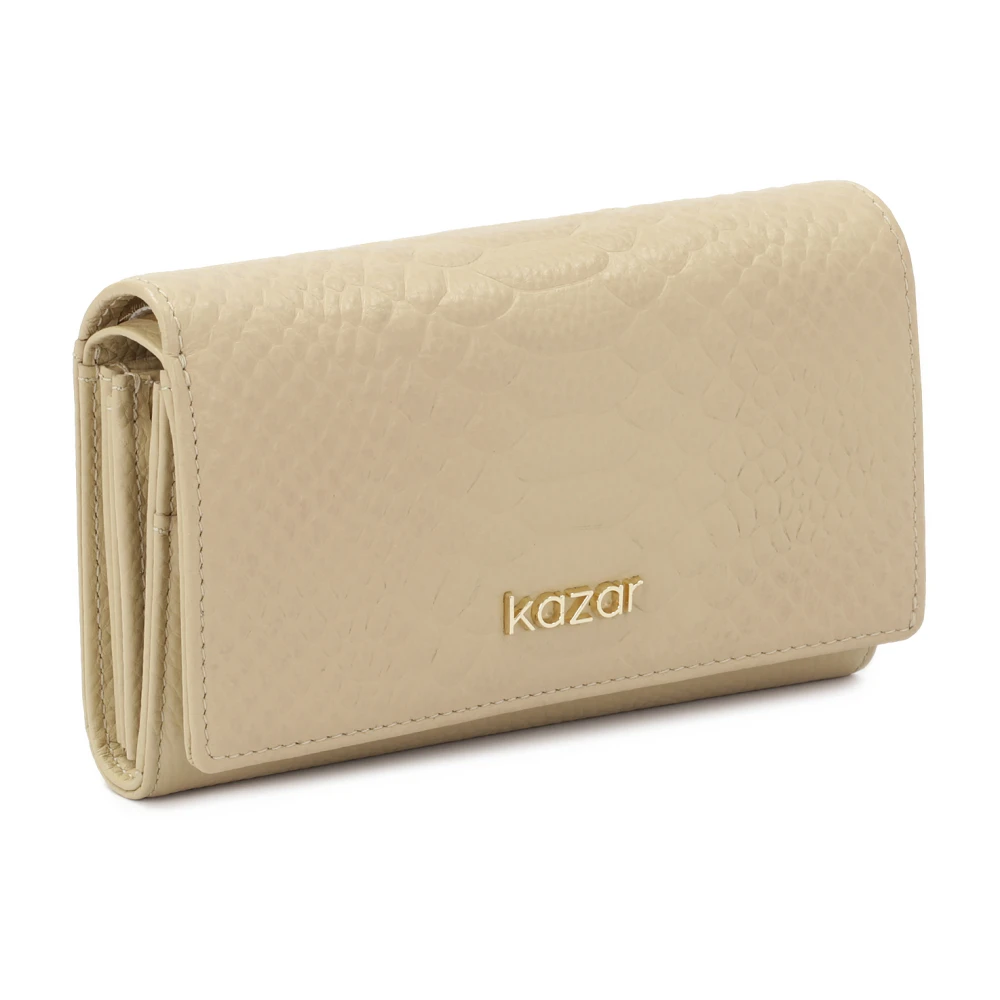 Kazar Beige portemonnee versierd met exotische reliëf Beige Dames