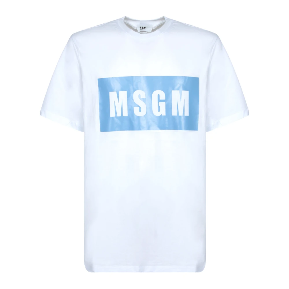 Msgm Men's Blue Cotton T-Shirt With Logo