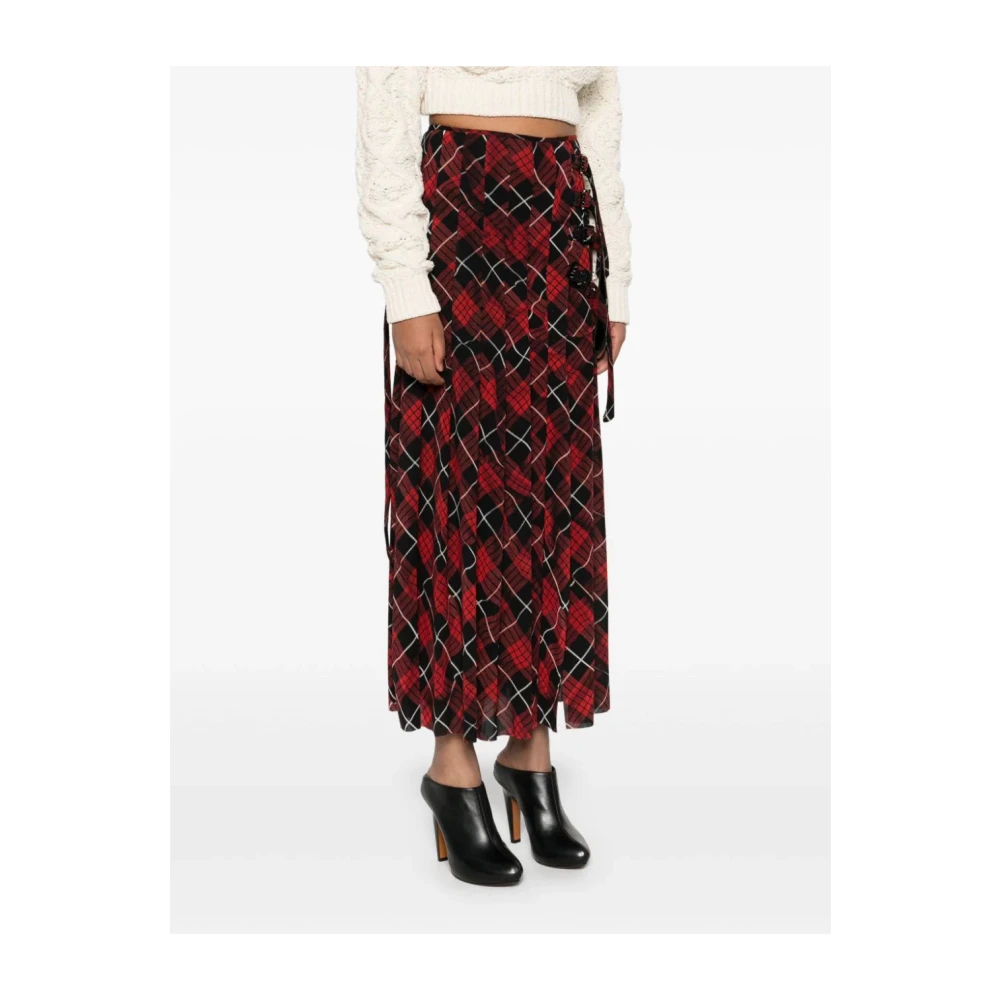 Jean Paul Gaultier Gedrukte Mesh Lange Rok in Rood Red Dames